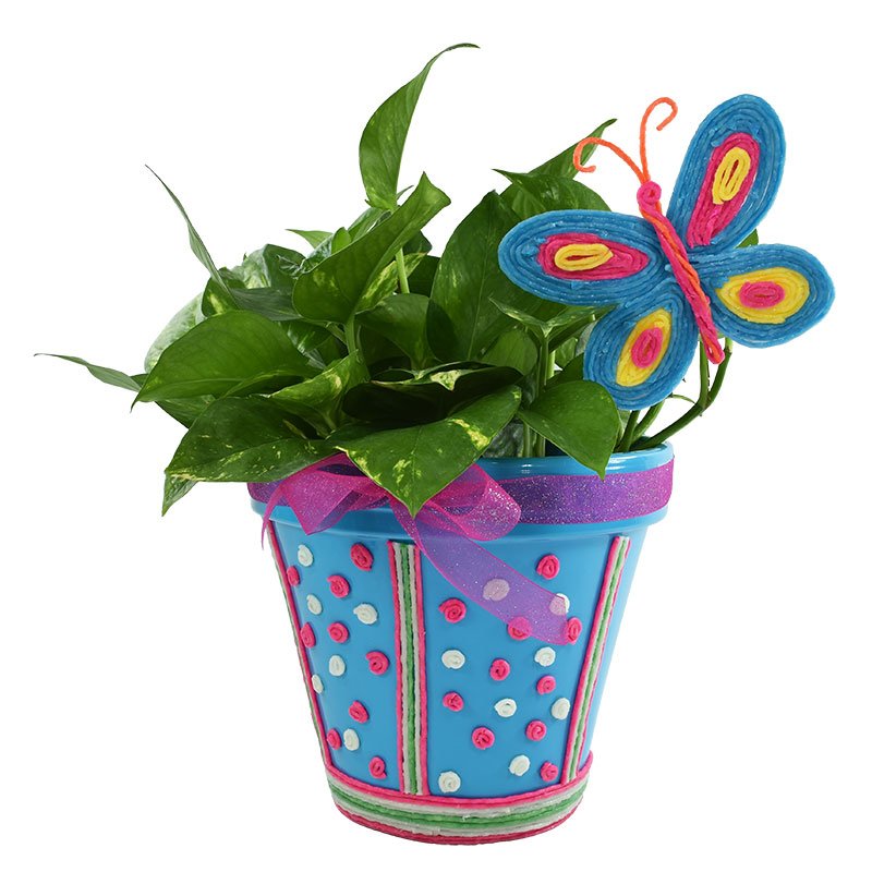 Flower pot decorated with Wikki Stix